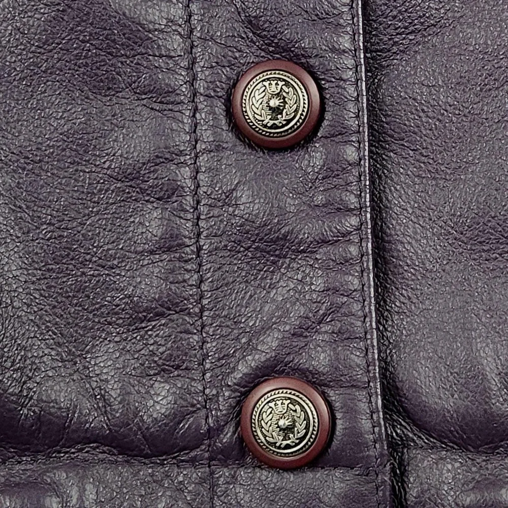 Vintage 90s Blair Boutique Leather Jacket 3XL Purple Quilted Lined Coat